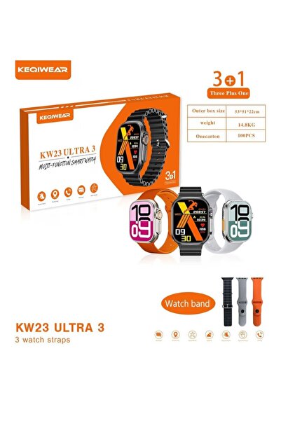 KEQIWEAR KW23 Ultra 3 Smartwatch HD Display Fitness Tracker with 3+1 Heart Ra...