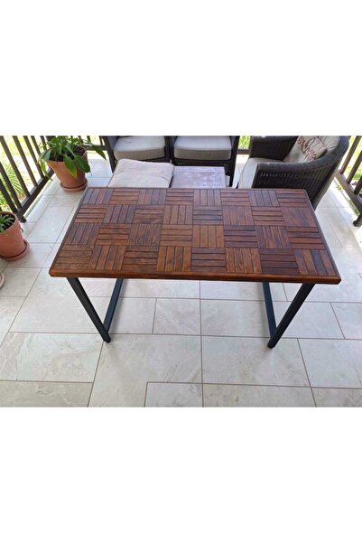 MİRRORSS Retro tasrım ceviz renk Balkon Bahçe Masası Yemek masası metla ayak ...