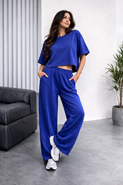 Alfanora Women's Osy Modal Soft-Textured Oversized Double Set B Wide-Leg Trou...