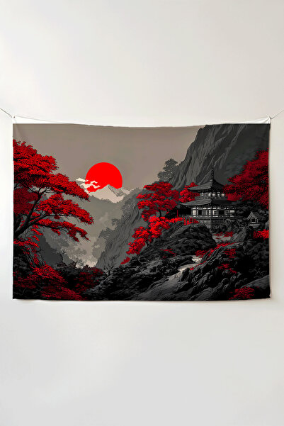 Charmbi Tapiserie de perete Red Mountain House – Tapiserie de perete de dimen...