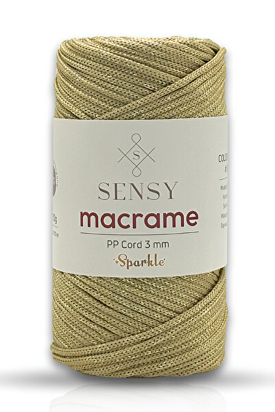 SENSY Glittery Polyester 3 mm Macramé Yarn Mustard 250 Gr Supla Yarn and Yarn...