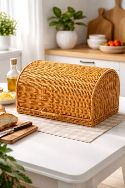 Atölye Artı 1 Rattan Ekmek Sepeti / Doğal Ekmek Sepeti / Ekmek Kutusu