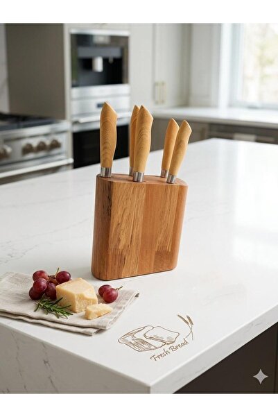 HÜCO BAZAAR Lüks Kaliteli Schön 6 Parça Ahşap Standlı Bıçak Seti