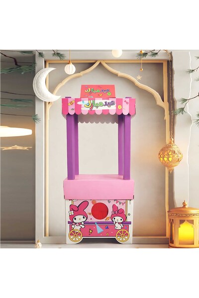 SQF ستاند عيديات (صندوق الحظ ) كرتوني وردي وبنفسجي بشخصية ( ماي ميلودي )