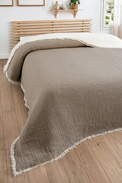 Sevim Single Muslin Bedspread - 5 Layers, Padded, 100% Cotton Muslin Duvet - ...