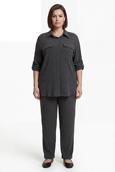 EXİTLİNE Women's Black Summer Clothes with Elastic Waist Pocket Detail Top an...