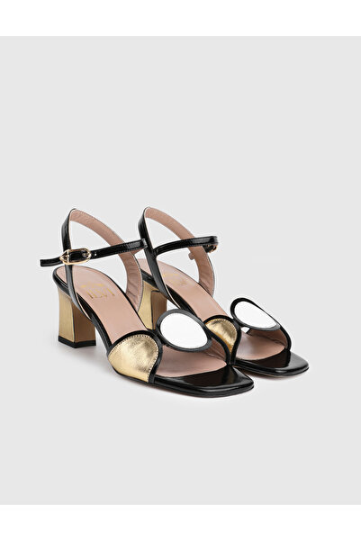 İLVİ Rilana Genuine Leather Gold Color Women's Heels Sandals