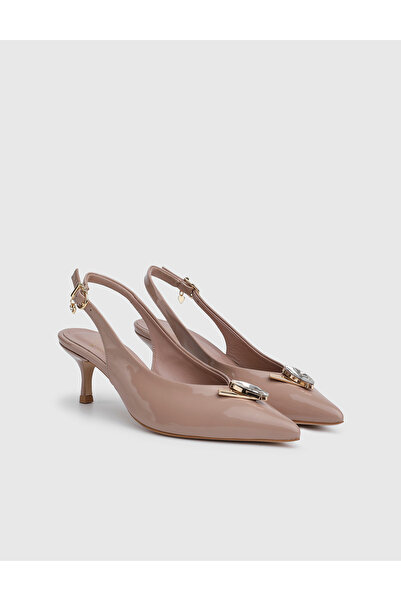 İLVİ Jisel Genuine Patent Leather Leather Mink Women's Heels Sandals