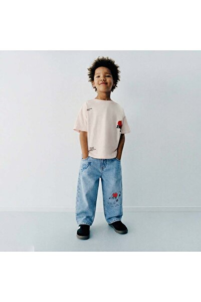 connemara Erkek Çocuk Baskılı Tişört ve Baggy Kot Pantolon Alt Üst Takım – Ra...