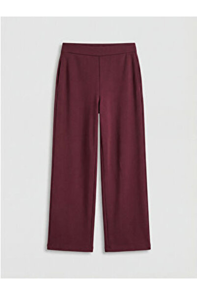 LC Waikiki M1 Sezon Women's Wide Leg Sweatpants with Elastic Waist in Plum Color