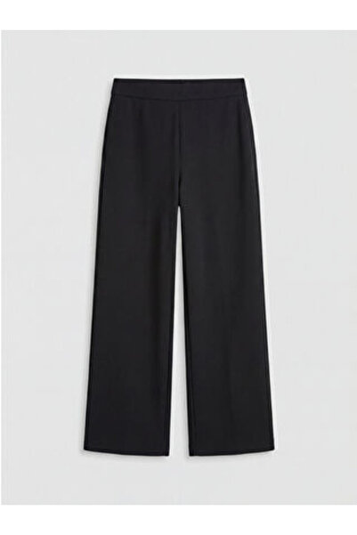 LC Waikiki M1 Sezon Black Wide Leg Women's Sweatpants with Elastic Waist