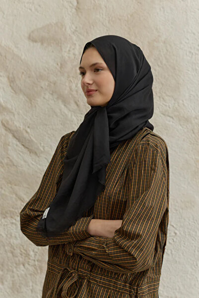 Lale Butik QEF SCARF Soft Line Βαμβάκι Σάλι 001 Μαύρο