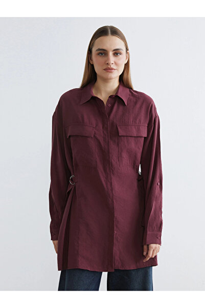 LC Waikiki Lcw Everyday Claret Red Modal Mixed Ruched Women's Shirt Tunic