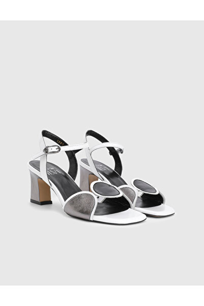 İLVİ Rilana Genuine Leather White Women's Heels Sandals