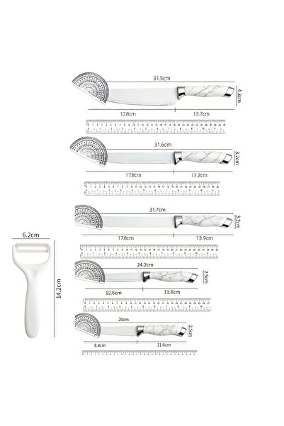 OSOOKE 6-Piece Ultra Sharp Kitchen Knife Set, Non-Stick Rust-Proof Stainless Steel Chef Knives