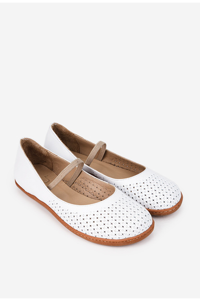 Dasha Balerini dama NUR albi din piele naturala cu model perforat