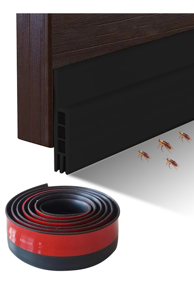 L&Wen Door Draft Stopper, Self-Adhesive Soundproof Insulator Door Seal 2m Black