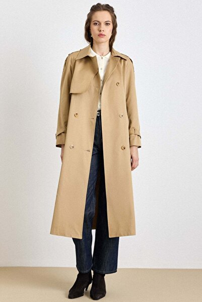 Olcay Water-Repellent Elements Trench Coat with Raglan Sleeves, Cape and Epau...