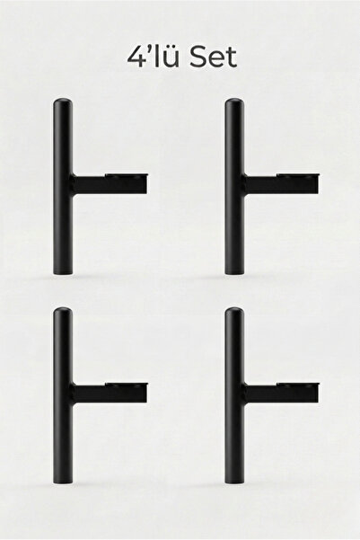 NİKSA METAL Füze Ayak Siyah-14cm4'lü Set-Modern Metal Mobilya Ayağı-Koltuk Ka...