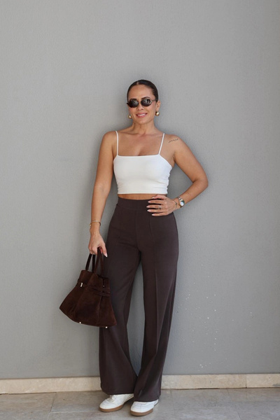 Purple by Banu Bitter Brown Wide-Leg Striped Tracksuit