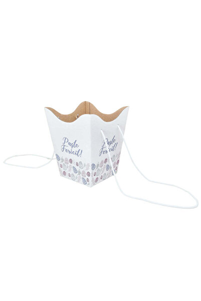 Papette Set 10 buc Pungă carton ALB pentru flori-Model 1 Paște cu mânere din ...