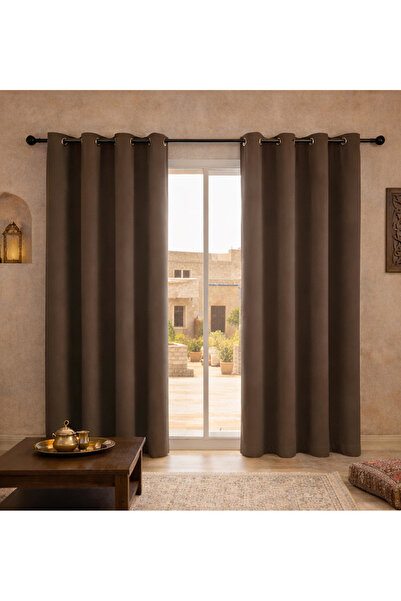 L&Wen Solid Blackout Curtains, Drapes Grommet Room Darkening Curtains (Brown ...