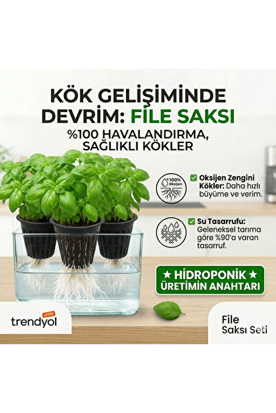 Bay Onay Topraksız Tarım File Saksı Seti 1000 Adet - Hidroponik Uyumlu Siyah ...
