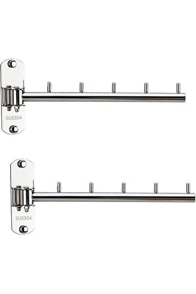 Arabest 2 Pcs Wall Mounted Clothes Hanger Rack, Folding Wall Mounted Hanger R...