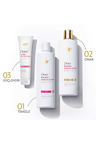 Dove Şampuan Keratin Uzun Saç Terapisi 375 ml x3