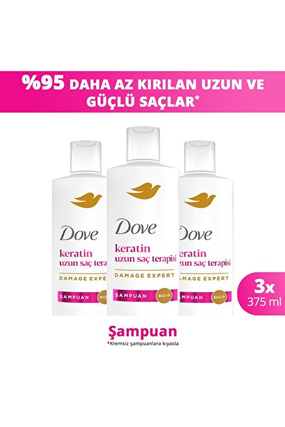 Dove Şampuan Keratin Uzun Saç Terapisi 375 ml x3