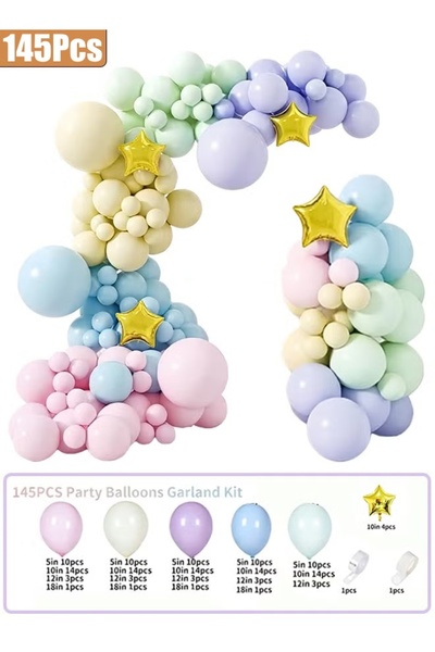 Generic Balloon Set 145Pcs Macaron-Colored Balloon Arch Garland Set Party Dec...