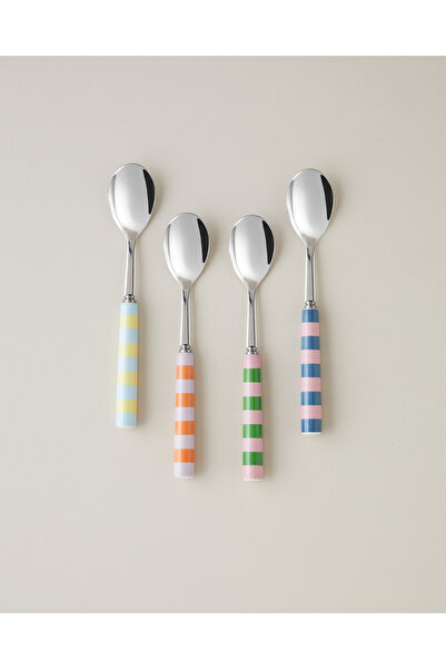 Saule Colorline Paslanmaz Çelik 4'lü Tatlı Kaşığı 15 cm Renkli