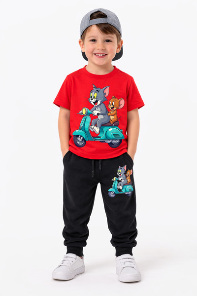 SPORTİVEA Boy's T-Shirt + Printed T-Shirts + Printed Sweatpants Character / T...