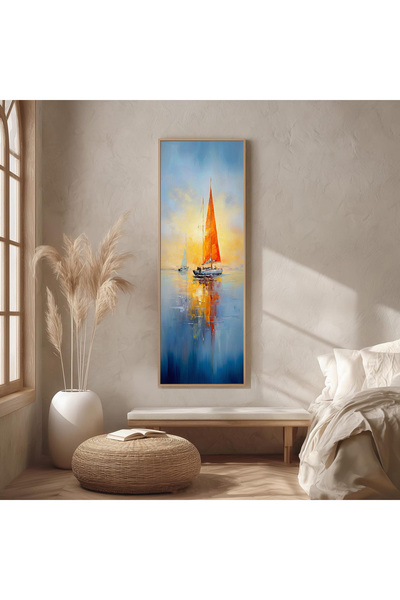 Dekorsiahome Ahşap Çerçeveli Panoramik Oturma Odası Salon Tablosu UZ0462