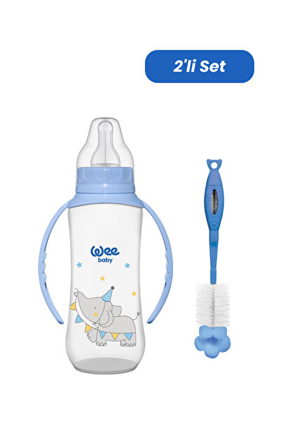 Wee Baby Klasik Kulplu PP Biberon 270 ml - MAVİ (Temizleme Seti)