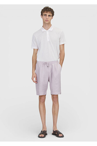 Ramsey Рожеві плоскі тканинні джоггінги, повсякденні бермуди з додаванням льону