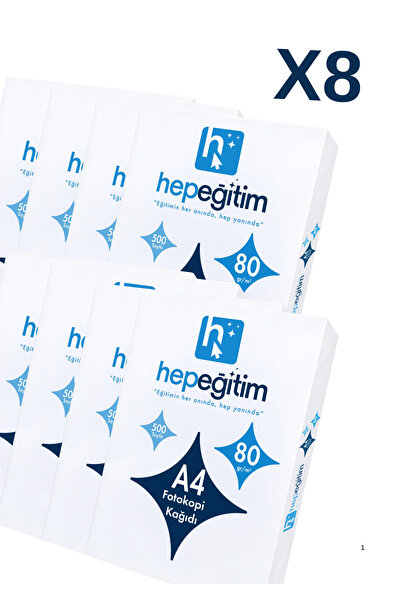 hepeğitim A4 Fotokopi Kağıdı 80 g/m² 8 Paket 4000 Yaprak 1. Hamur