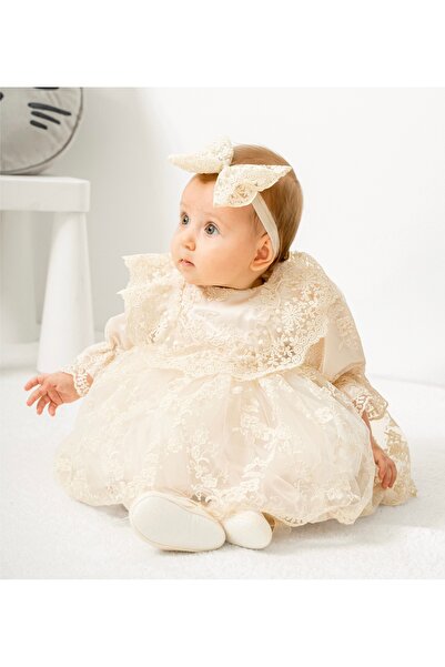 Mert Baby Orkide Dantelli Lüx 4'lü Organik Mevlüt Seti Yenidoğan Kız Bebek %1...