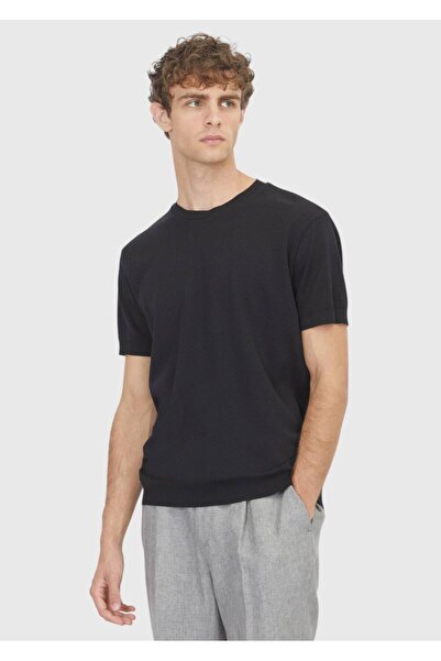 Ramsey Black Jacquard 100% Cotton T-Shirt