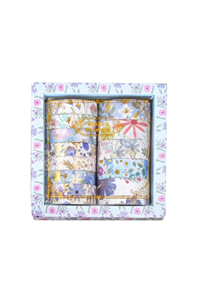 Şehir Online Mağazacılık Mavi Broken Flowers 10'lu Washi Tape Seti - Dekorati...