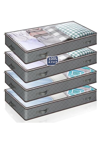 Arabest 4-Piece Under Bed Storage Bags, Large Capacity Organizer Bags with Re...