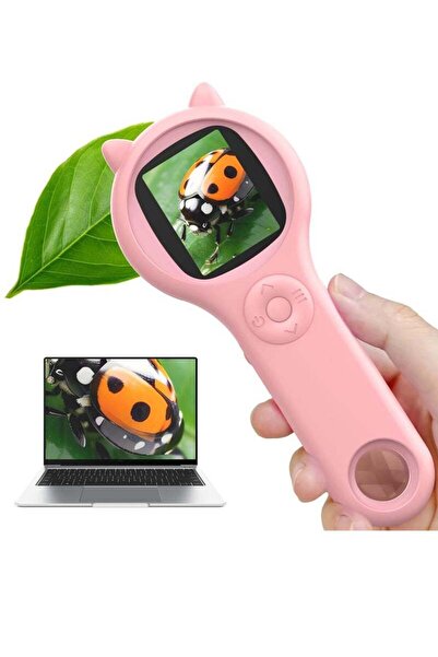 Arabest مجهر يدوي للأطفال، شاشة IPS مقاس 2 بوصة، مجهر جيب محمول 200X للأطفال