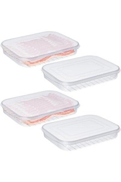 Arabest 4 Pieces Bacon Keeper, Plastic Deli Meat Saver with Lids, Food Refrig...