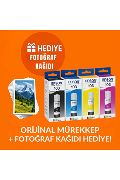 EPSON 103 L3250 Orjinal 4 Renk Mürekkep Kartuş Takımı 65ml *4 A3679