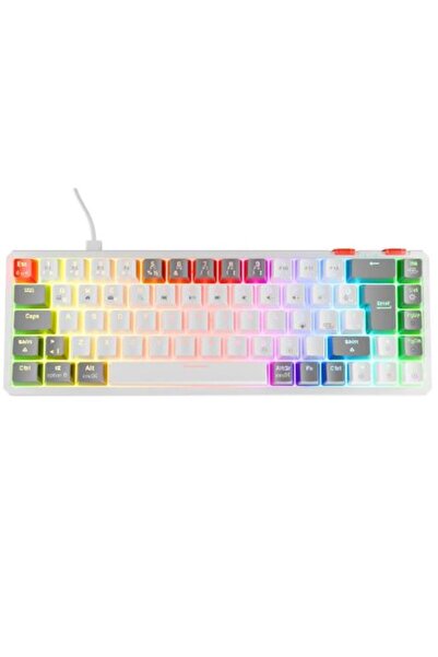Rampage YORU MINI Beyaz-Gri Type-C Bağlantılı OUTEMU Red Swich Q Mekanik Gami...