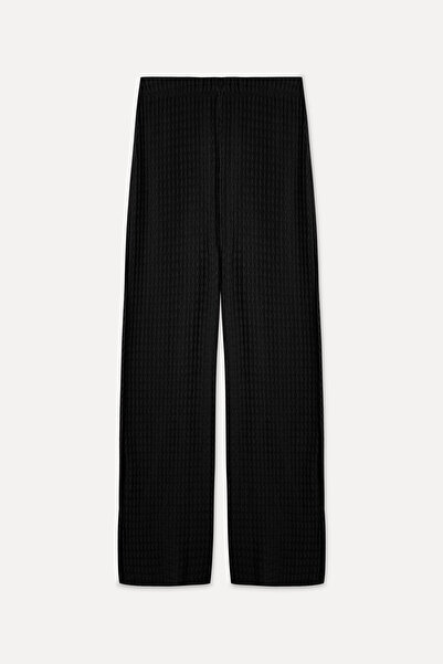 Mudo Elastic Waist Taupe Wide Leg Knitted Pants