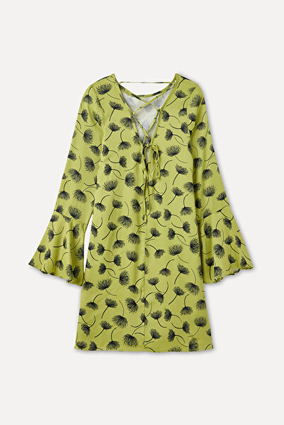 Mudo FLORAL DESENLİ BAĞLAMA DETAYLI MİNİ ELBİSE