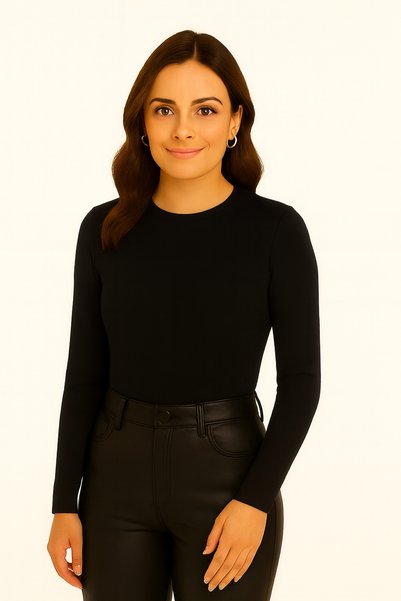 MRT STORE Women's 4-Pack Crew Neck Long Sleeve Stretch Fabric Basic Body