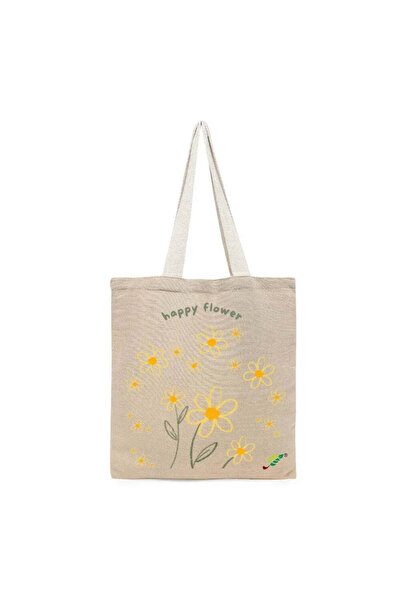BYFT حقيبة تعليقة - حقيبة تسوق قطن أنيقة متعددة الاستخدامات مطبوع زهور سعيدة،...