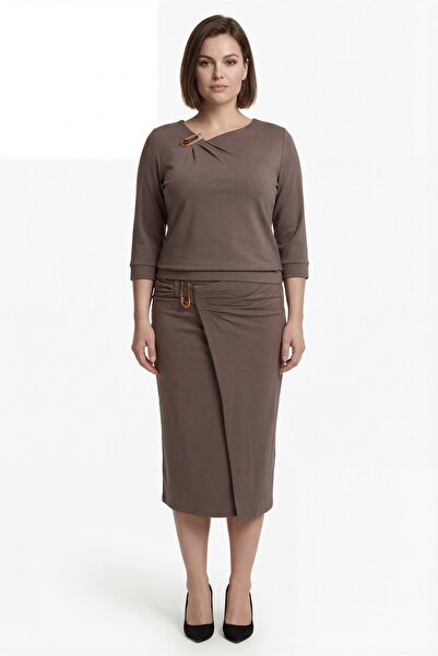 EXİTLİNE Women's Mink Summer Slippers with Slit Detail and Accessories Top an...